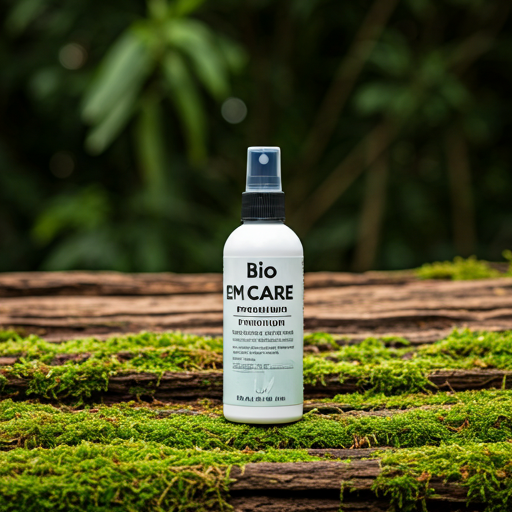 Bio EM Care premium spray bottle on organic mossy wood